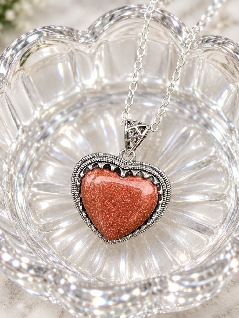 Goldstone Heart Pendant Necklace